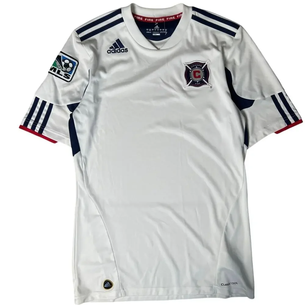Adidas MLS Chicago Fire Away Soccer Jersey Mens S/M White 2010 Short Sleeve